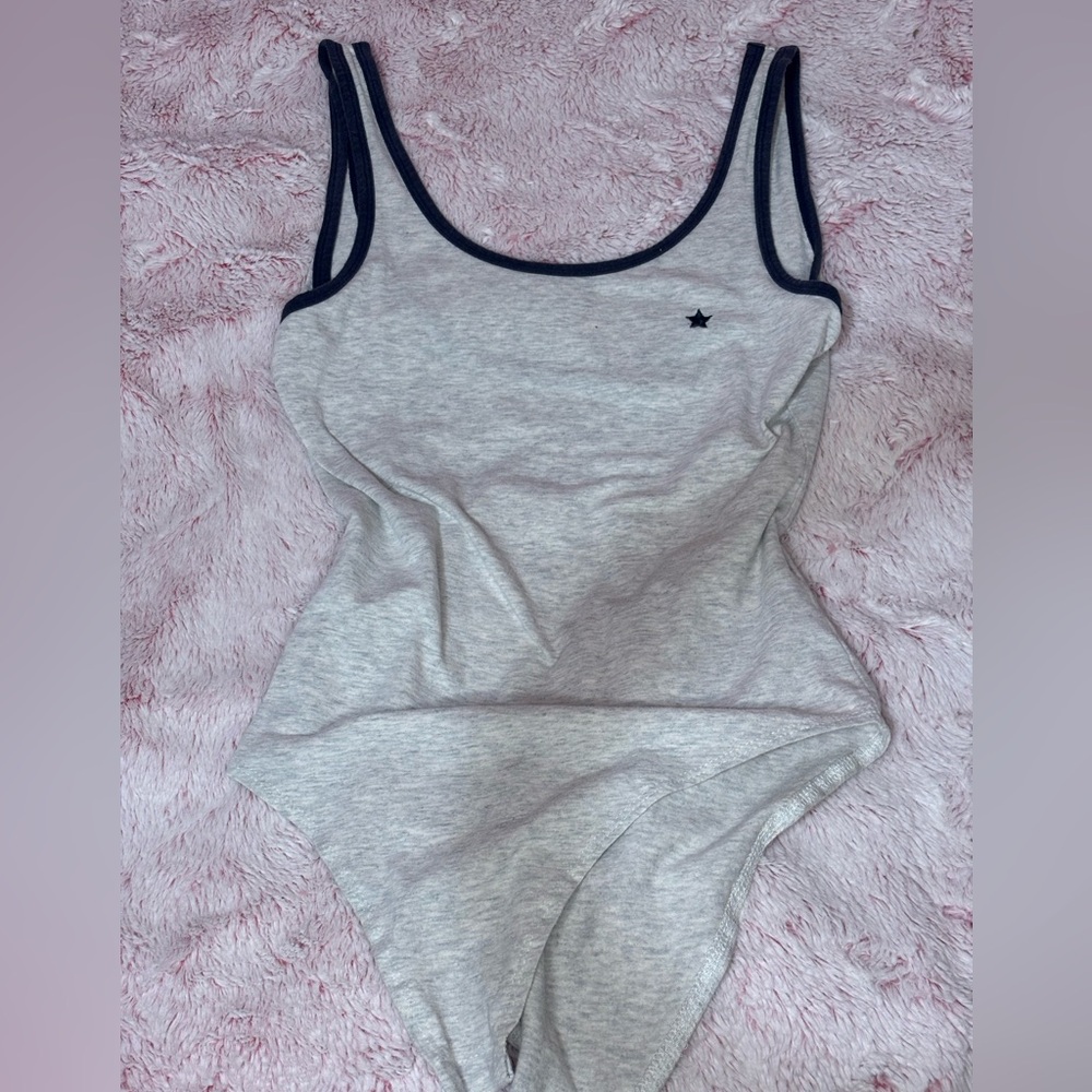 Gray Bodysuit with Black Trim